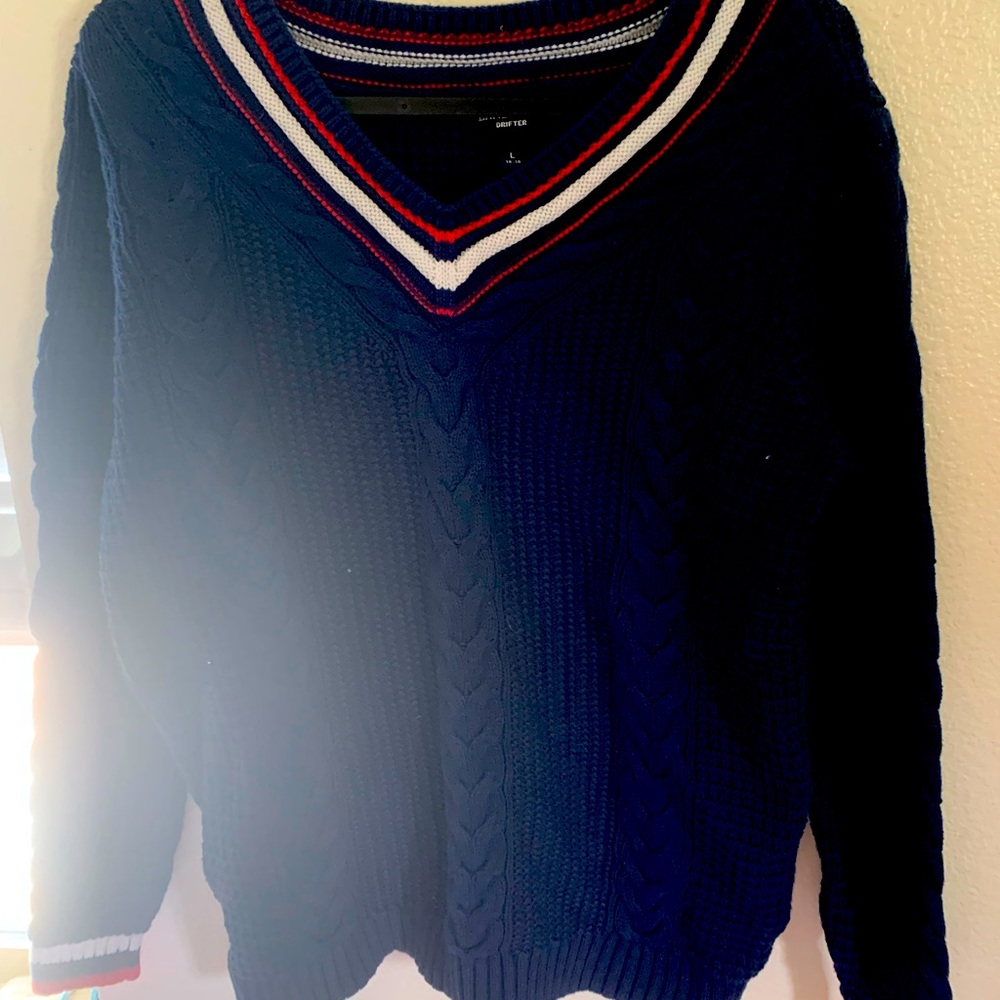 Red white and blue knit pullover